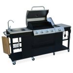 Barbecue au gaz D'Artagnan cuisine extérieure 5 brûleurs évier planche thermomètre ustensiles – Image 3