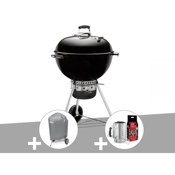 Barbecue Weber Master-Touch GBS 57 cm Noir + Housse + Kit Cheminée