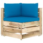 Salon de jardin 12 pcs avec coussins Bois imprégné de vert – Image 4