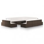 Salon de jardin 12 pcs avec coussins Marron Résine tressée