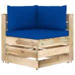 Salon de jardin 7 pcs avec coussins Bois imprégné de vert – Image 4