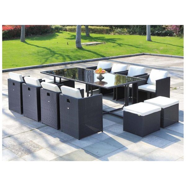Salon de jardin en résine tressée Artigas II 8-12 places Noir