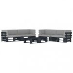 Salon de jardin palette 6 pcs et coussins Pin imprégné de noir