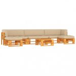 Salon de jardin palette 6 pcs Pin imprégné de marron miel