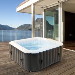 Spa gonflable carré 4 personnes piscine 600L jacuzzi massage extérieur 150x150cm