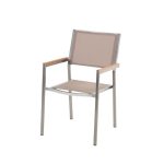 Table de jardin en plateau granit gris poli 180 cm et 6 chaises beiges GROSSETO – Image 6